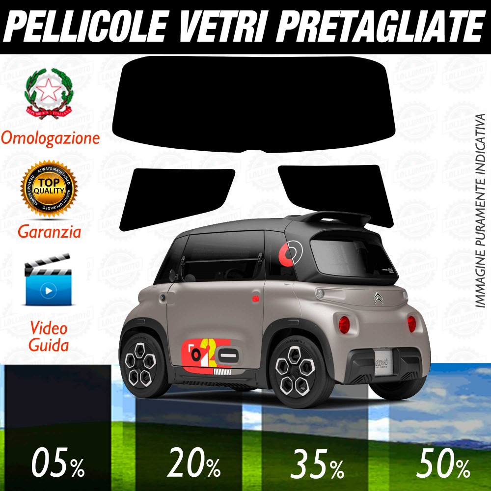 Citroen AMI dal 2020 ad Oggi Pellicole Oscuramento Vetri POSTERIORI per Auto Pre Tagliate a Misura
