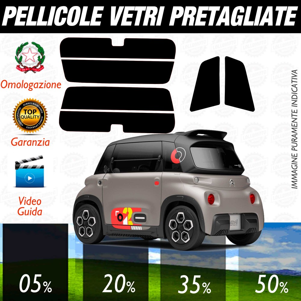 Citroen AMI dal 2020 ad Oggi Pellicole Oscuramento Vetri ANTERIORI per Auto Pre Tagliate a Misura