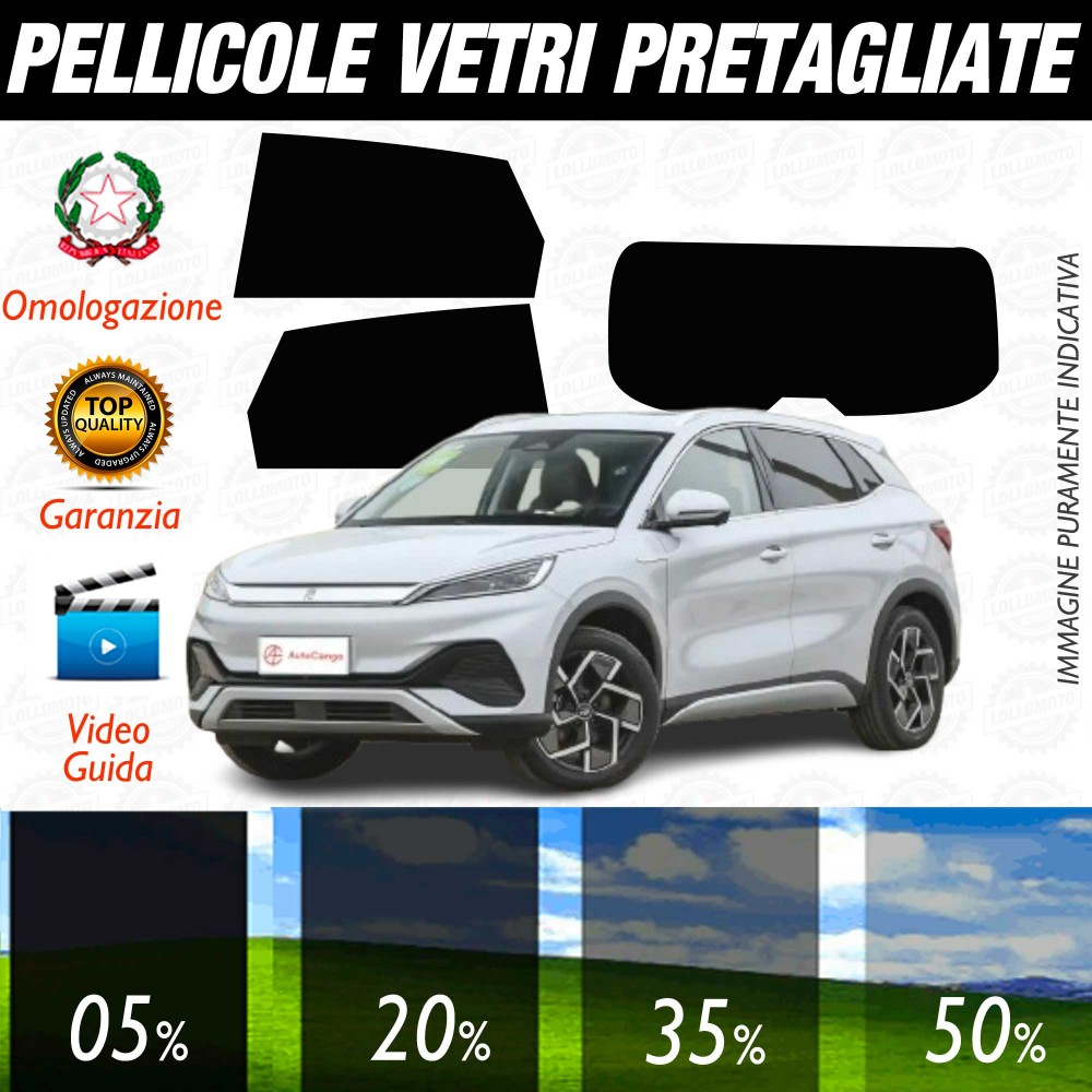 BYD Yuan Plus dal 2021 al 2024 Pellicole Oscuramento Vetri POSTERIORI per Auto Pre Tagliate a Misura