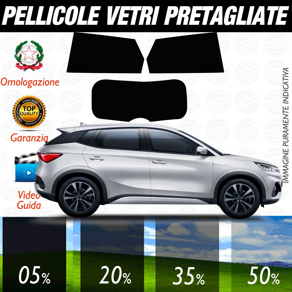 BYD Atto 3 dal 2023 ad OGGI Pellicole Oscuramento Vetri POSTERIORI per Auto Pre Tagliate a Misura