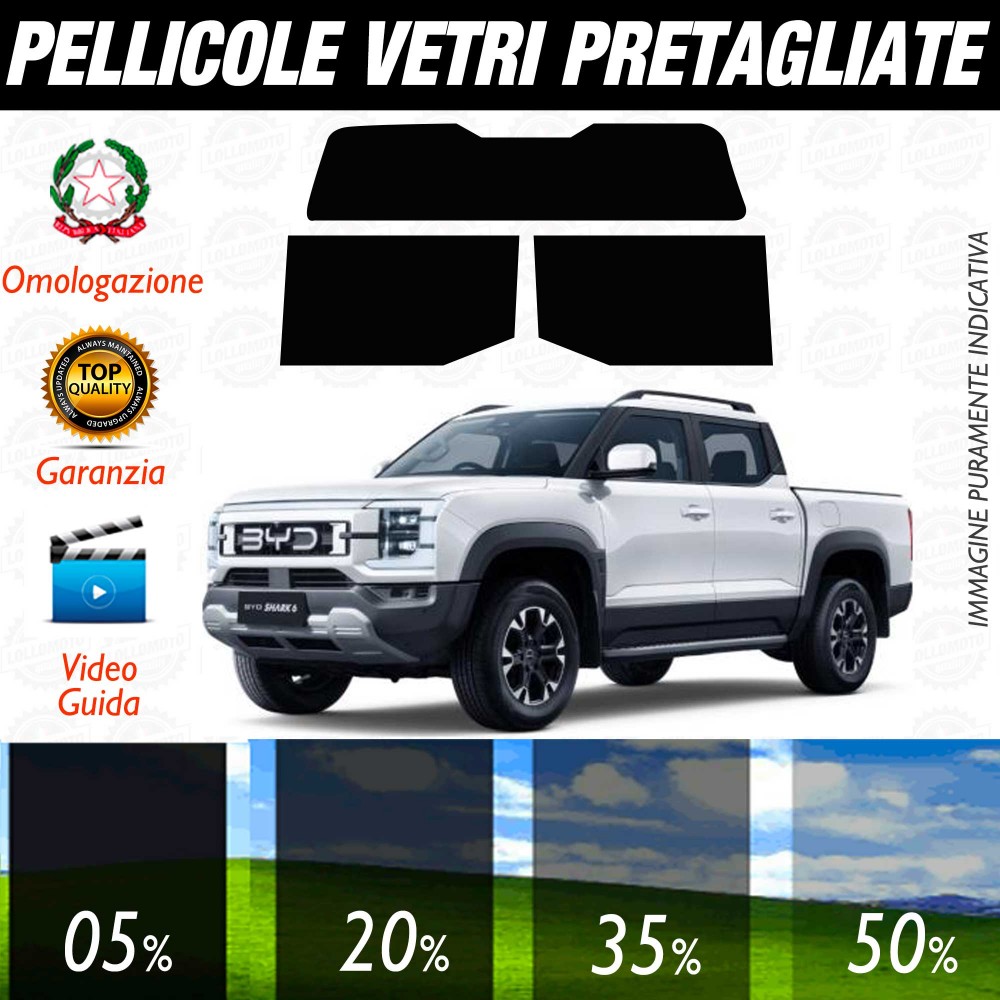 BYD Shark dal 2024 ad OGGI Pellicole Oscuramento Vetri POSTERIORI per Auto Pre Tagliate a Misura