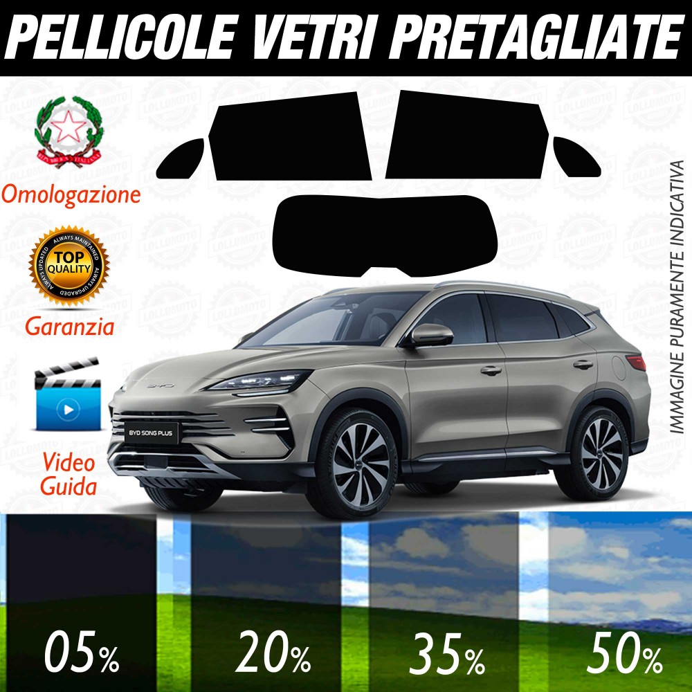 BYD Song Plus dal 2019 ad OGGI Pellicole Oscuramento Vetri POSTERIORI per Auto Pre Tagliate a Misura