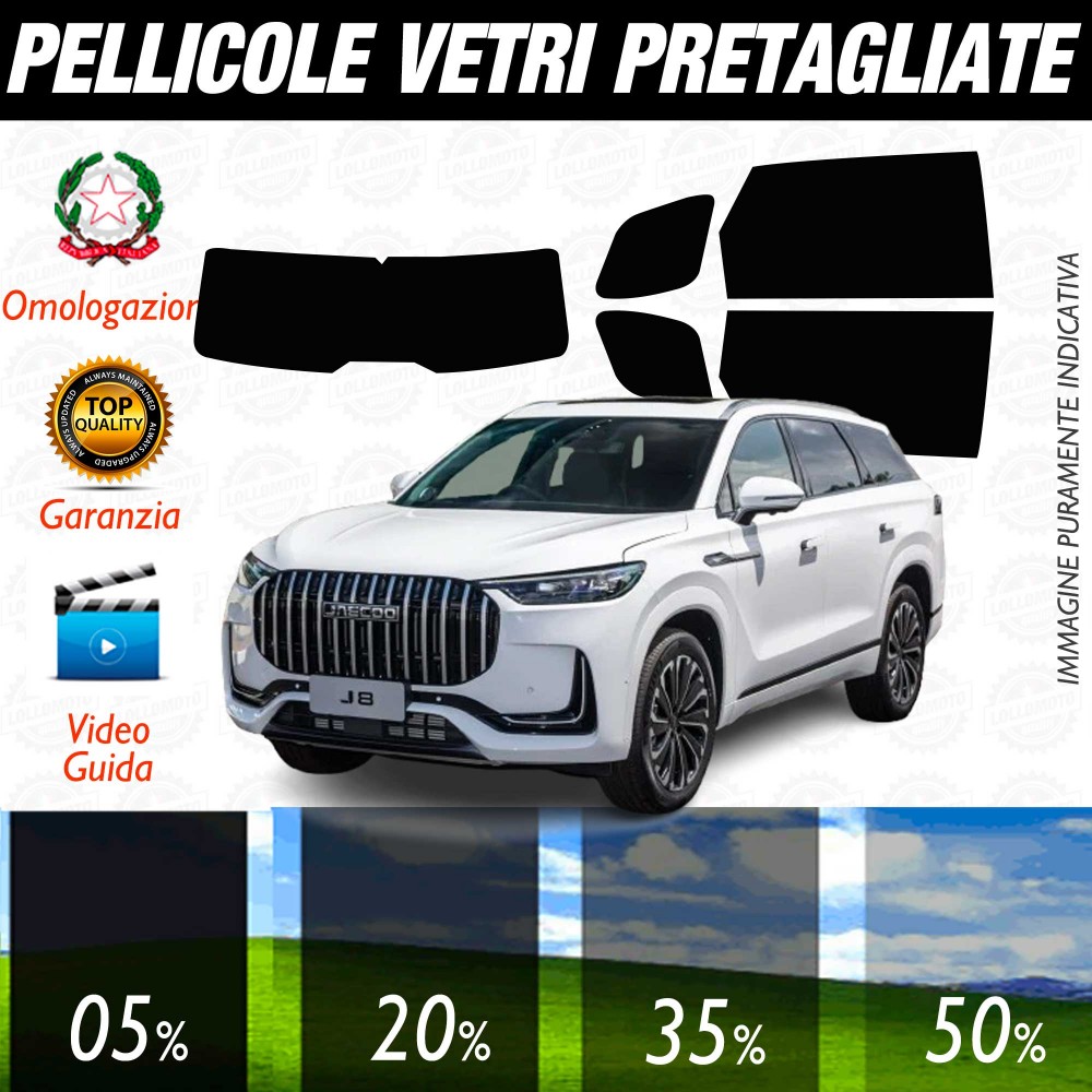 Jaecoo J8 dal 2024 ad OGGI Pellicole Oscuramento Vetri POSTERIORI per Auto Pre Tagliate a Misura