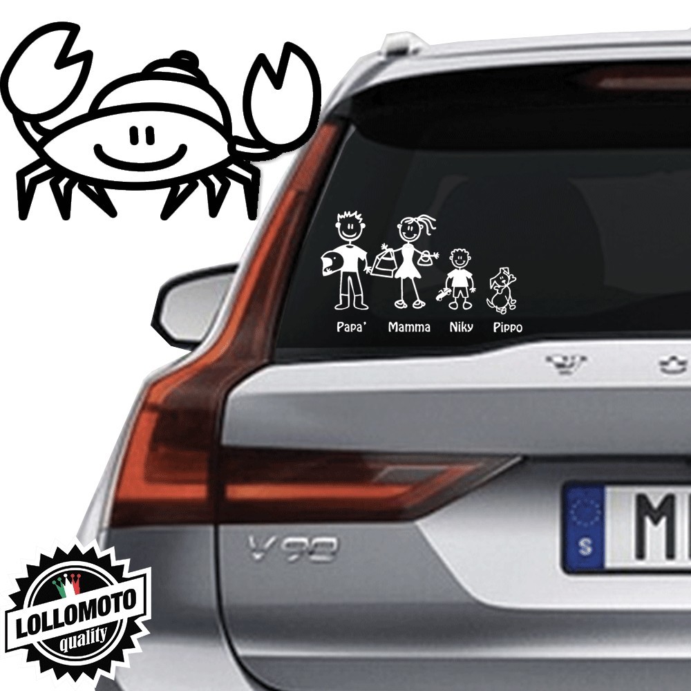 Granchio Vetro Auto Famiglia StickersFamily Stickers Family