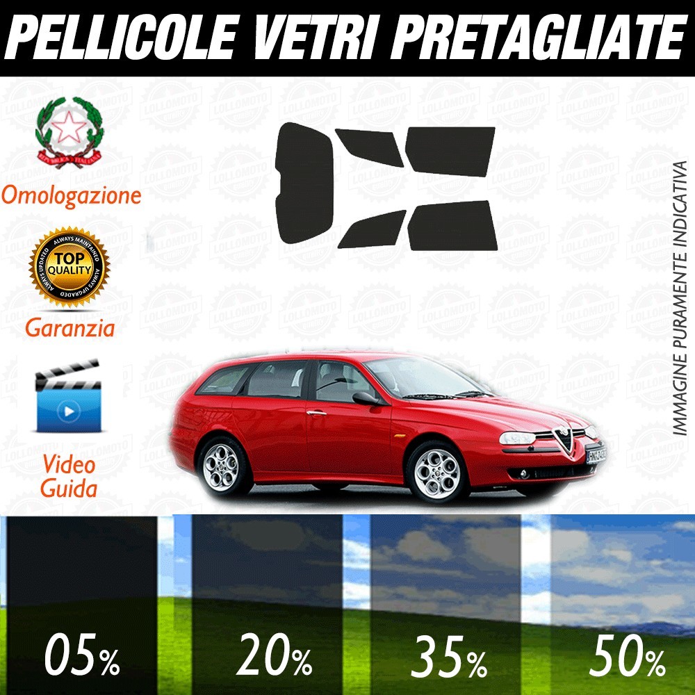 Alfa Romeo 156 Berlina 97-06 Pellicole Oscuramento Vetri Posteriori Auto Pre Tagliate a Misura