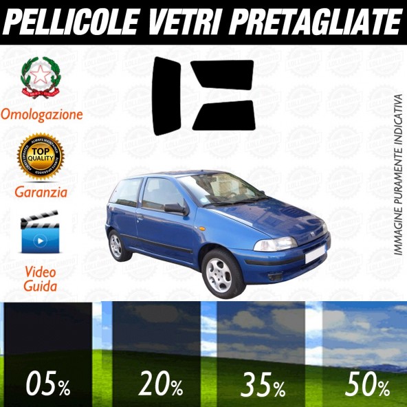 Fascia Parasole Pre-tagliata Per Fiat Punto 5 Porte 1999-2009 – Pellicola Oscurante 5% Super Nero, Antigraffio