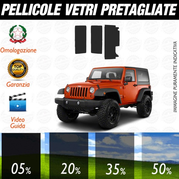 Jeep Wrangler 3P 97-06 Pellicole Oscuramento Vetri Auto Pre Tagliate a Misura