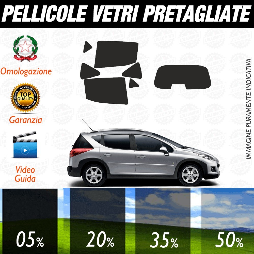Peugeot 207 5P 06-17 Pellicole Oscuramento Vetri Auto Pre Tagliate a Misura Posteriore