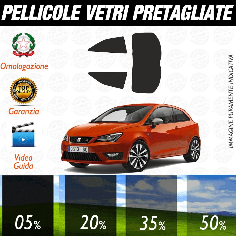 Seat Ibiza 3P 08-17 Pellicole Oscuramento Vetri Auto Pre Tagliate a Misura Posteriore