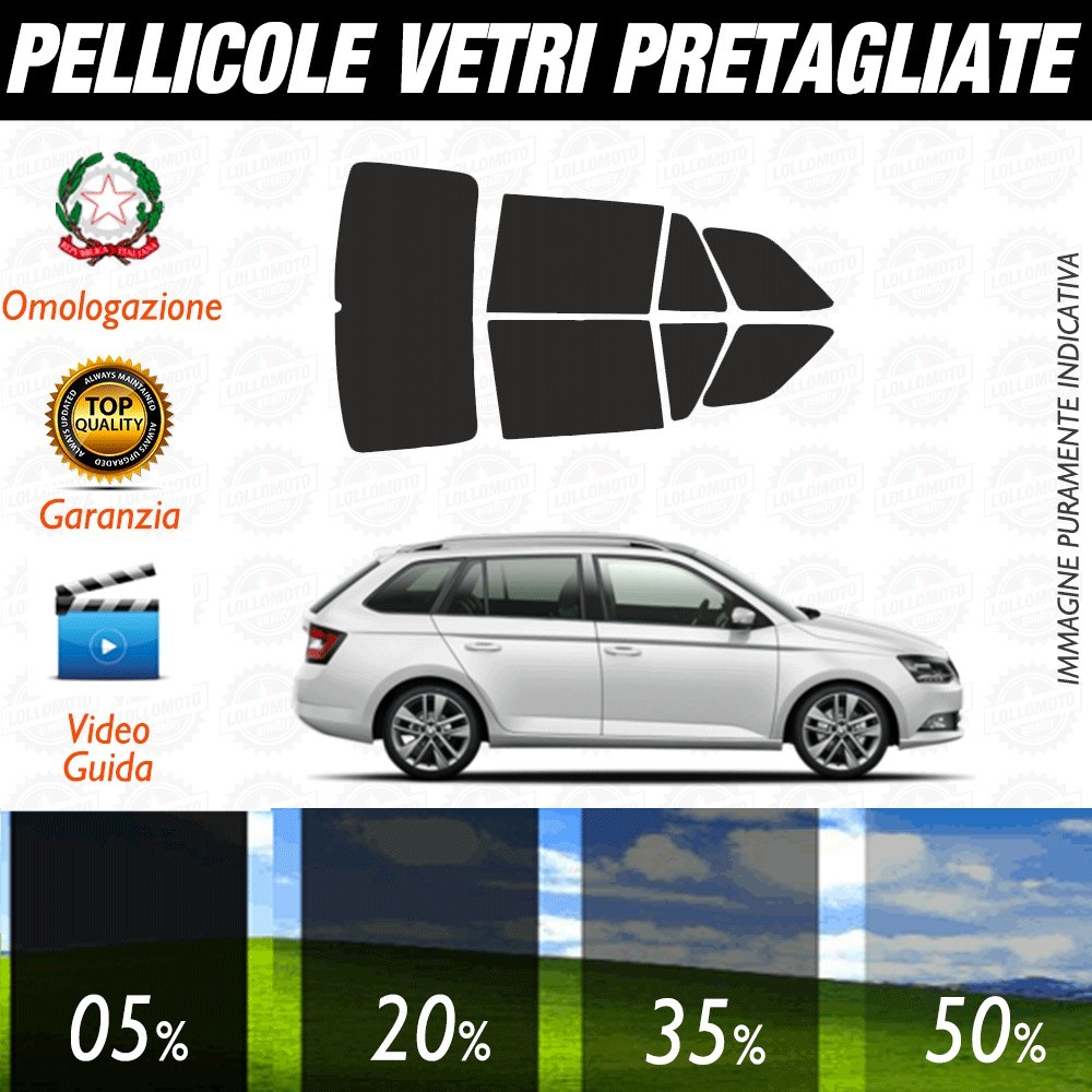 Skoda Fabia 5P 15-17 Pellicole Oscuramento Vetri Auto Pre Tagliate a Misura Posteriore