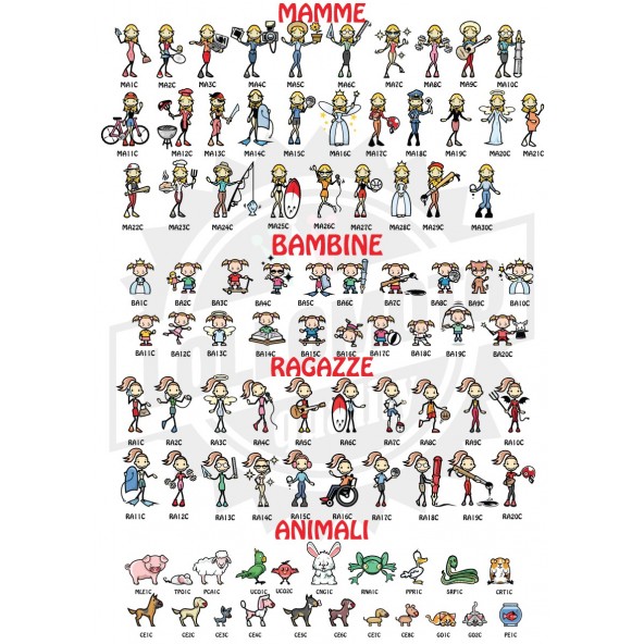 StickMan© 2.0 Colorati Adesivi Famiglia Auto Moto Camper Stickers Family Vetro Macchina Nuova Versione Decal