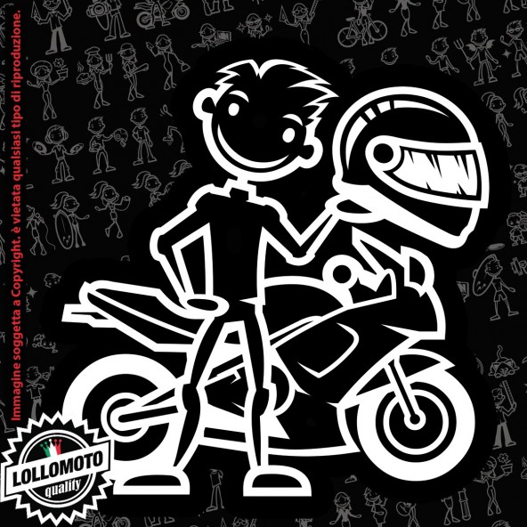 Papà Motociclista Moto StickMan© 2.0 Bianchi Adesivi Famiglia Vetro Auto Stickers Family Stickers Family Decal