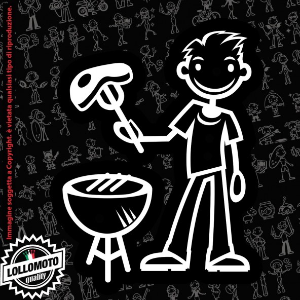 Papà Barbeque StickMan© 2.0 Bianchi e Neri Adesivi Famiglia Vetro Auto Stickers Family Stickers Family Decal