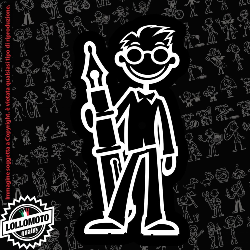 Papà con Penna StickMan© 2.0 Bianchi e Neri Adesivi Famiglia Vetro Auto Stickers Family Stickers Family Decal
