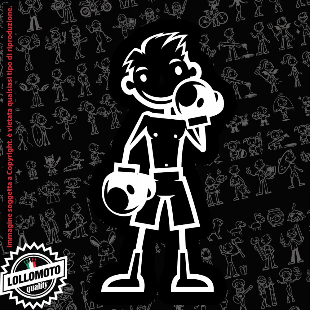 Papà PUGILE  StickMan© 2.0 Bianchi e Neri Adesivi Famiglia Vetro Auto Stickers Family Stickers Family Decal