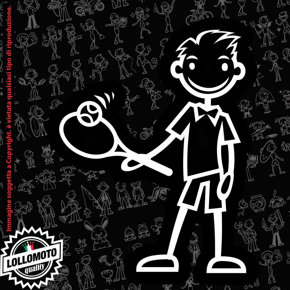 Papà Tennista StickMan© 2.0 Bianchi e Neri Adesivi Famiglia Vetro Auto Stickers Family Stickers Family Decal