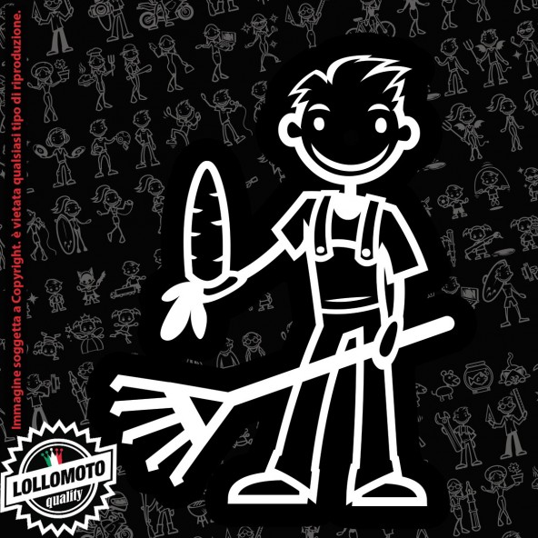 Papà giardiniere StickMan© 2.0 Bianchi e Neri Adesivi Famiglia Vetro Auto Stickers Family Stickers Family Decal