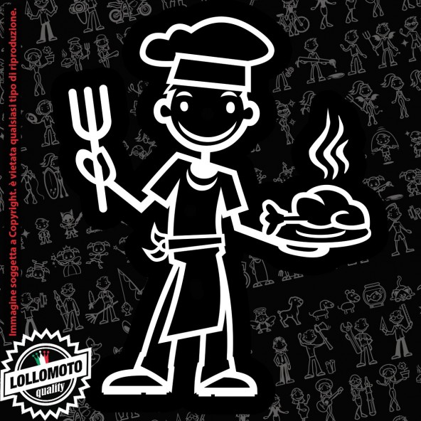 Papà Cuoco StickMan© 2.0 Bianchi e Neri Adesivi Famiglia Vetro Auto Stickers Family Stickers Family Decal