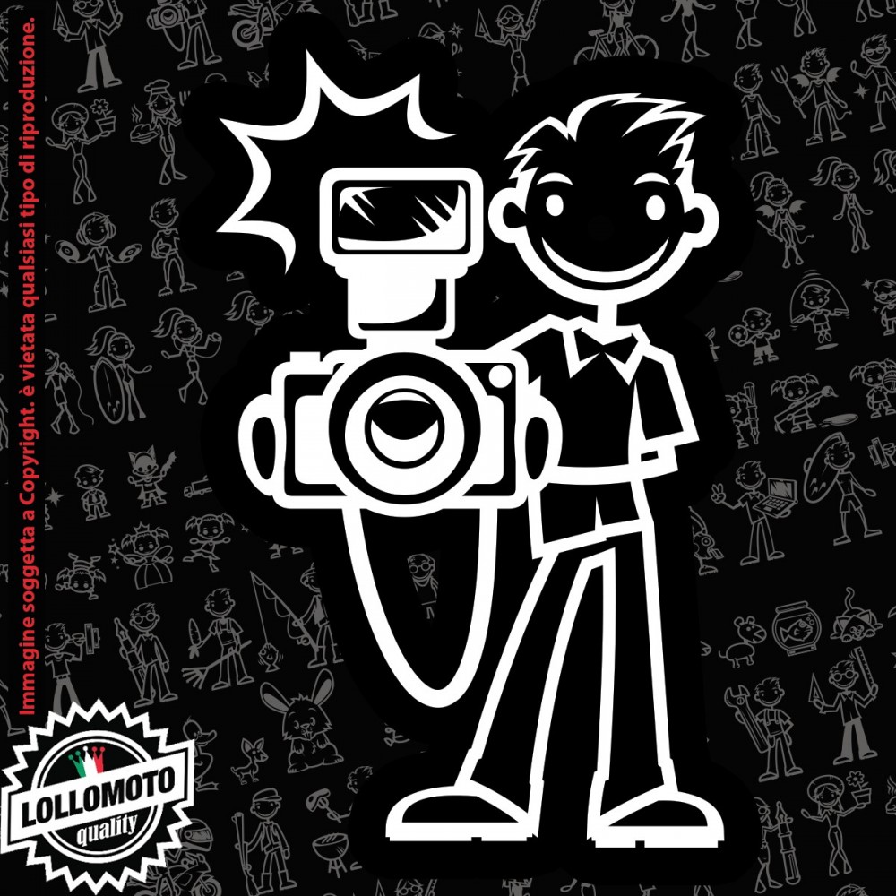 Papà Fotografo StickMan© 2.0 Bianchi e Neri Adesivi Famiglia Vetro Auto Stickers Family Stickers Family Decal