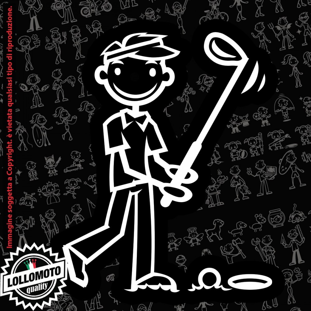 Papà Golf StickMan© 2.0 Bianchi e Neri Adesivi Famiglia Vetro Auto Stickers Family Stickers Family Decal