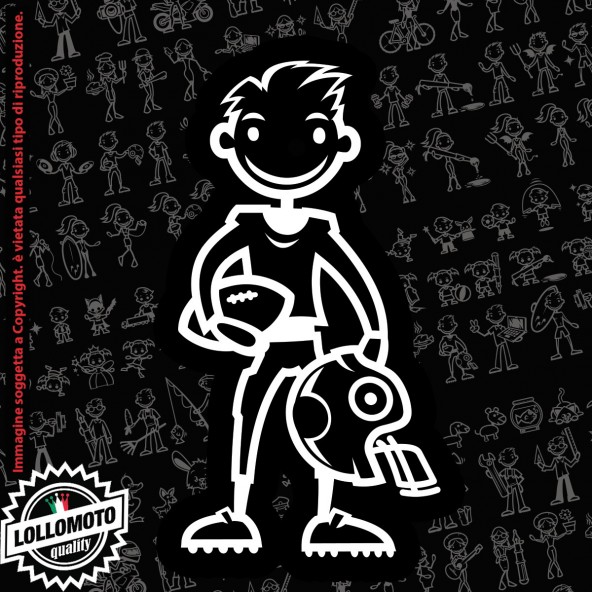 Papà Rugby StickMan© 2.0 Bianchi e Neri Adesivi Famiglia Vetro Auto Stickers Family Stickers Family Decal