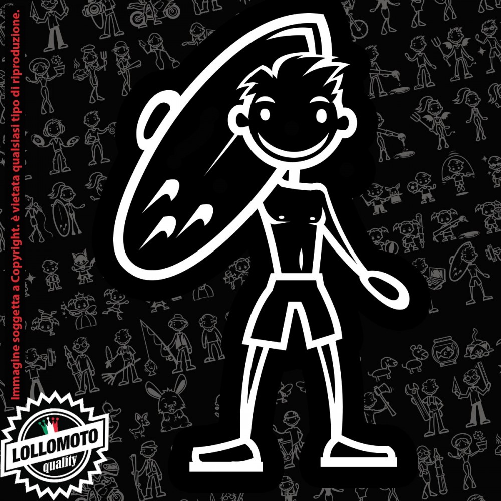 Papà Tavola Surf StickMan© 2.0 Bianchi e Neri Adesivi Famiglia Vetro Auto Stickers Family Stickers Family Decal