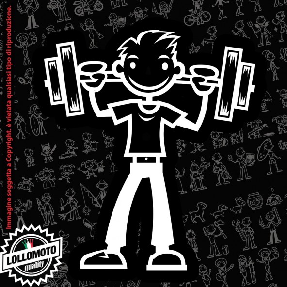 Papà conPesi Palestra StickMan© 2.0 Bianchi e Neri Adesivi Famiglia Vetro Auto Stickers Family Stickers Family Decal