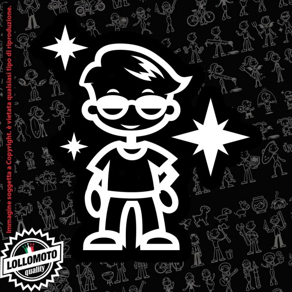 Bambino Cool  StickMan© 2.0 Bianchi e Neri Adesivi Famiglia Vetro Auto Stickers Family Stickers Family Decal