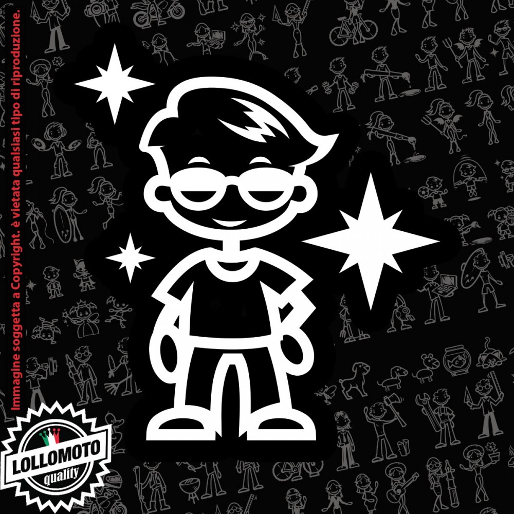 Bambino Cool  StickMan© 2.0 Bianchi e Neri Adesivi Famiglia Vetro Auto Stickers Family Stickers Family Decal