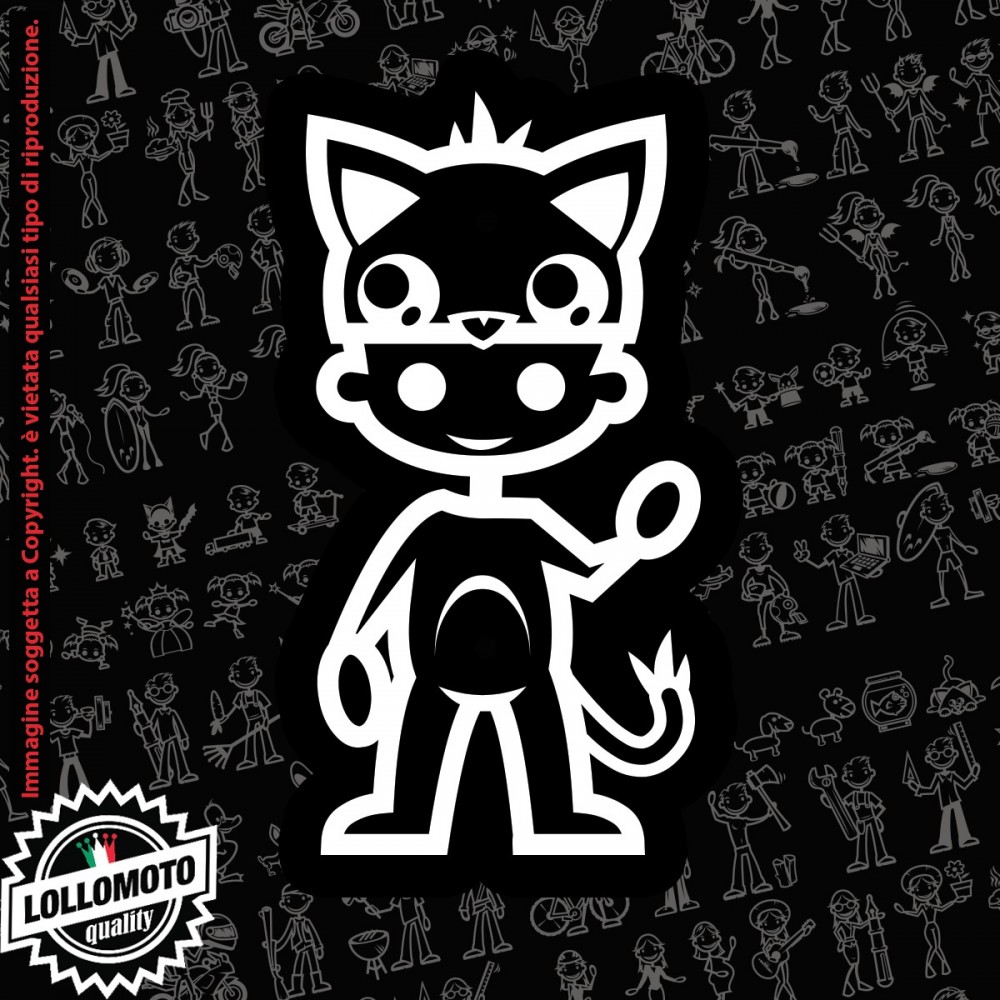 Bambino con Maschera StickMan© 2.0 Bianchi e Neri Adesivi Famiglia Vetro Auto Stickers Family Stickers Family Decal