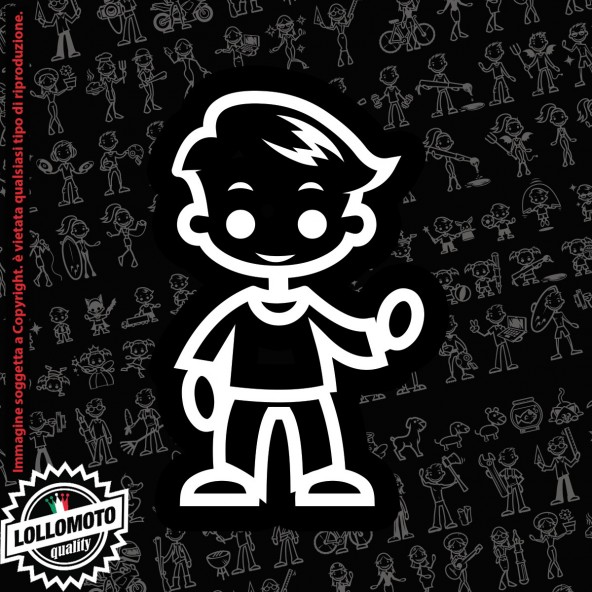 Bambino con Cravatta StickMan© 2.0 Bianchi e Neri Adesivi Famiglia Vetro Auto Stickers Family Stickers Family Decal