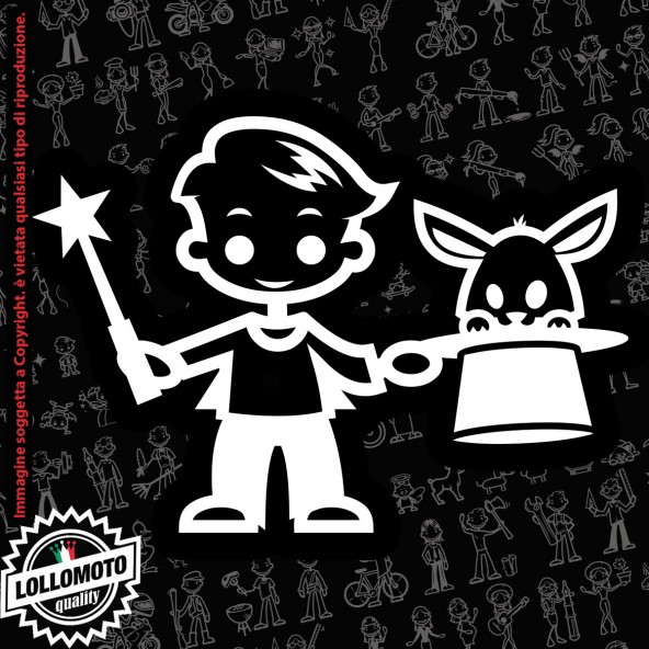 Bambino Mago StickMan© 2.0 Bianchi e Neri Adesivi Famiglia Vetro Auto Stickers Family Stickers Family Decal