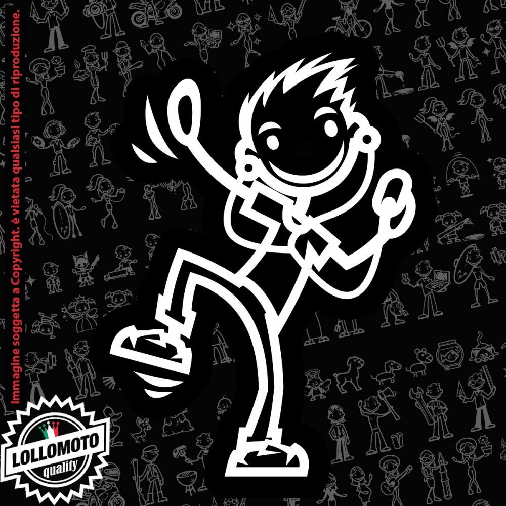 Ragazzo con T-shirt StickMan© 2.0 Bianchi e Neri Adesivi Famiglia Vetro Auto Stickers Family Stickers Family Decal
