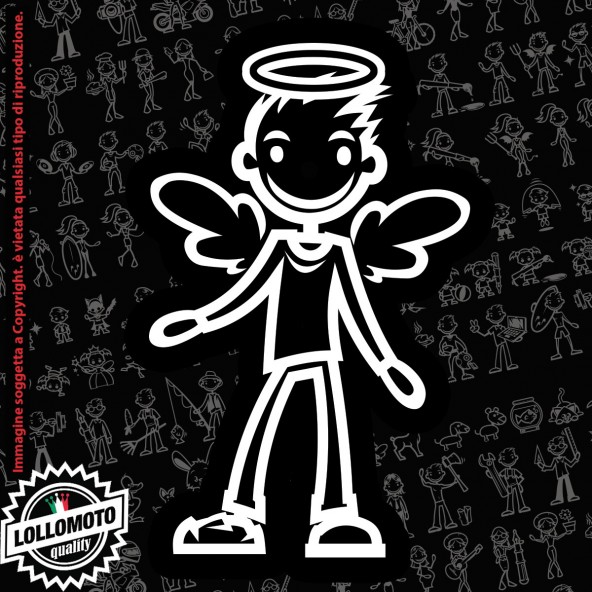Ragazzo Angelo StickMan© 2.0 Bianchi e Neri Adesivi Famiglia Vetro Auto Stickers Family Stickers Family Decal