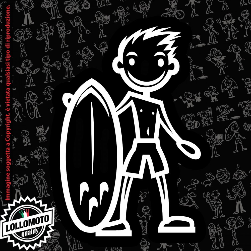 Ragazzo con Surf StickMan© 2.0 Bianchi e Neri Adesivi Famiglia Vetro Auto Stickers Family Stickers Family Decal