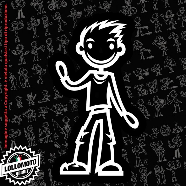 Ragazzo con Jeans StickMan© 2.0 Bianchi e Neri Adesivi Famiglia Vetro Auto Stickers Family Stickers Family Decal