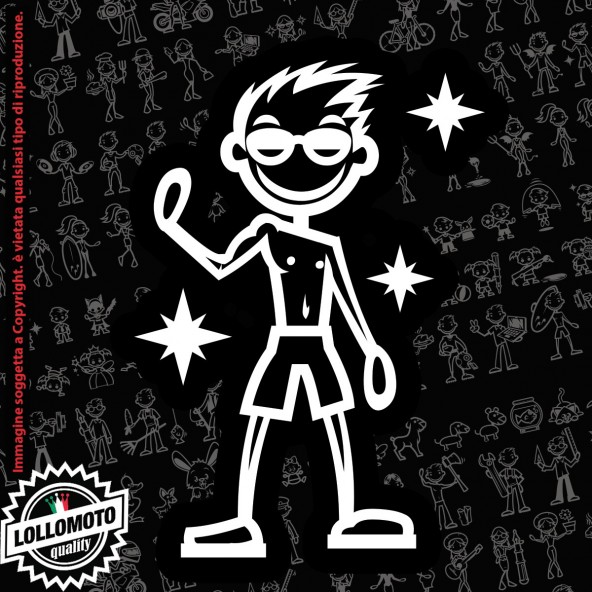 Ragazzo con Tavola Surf StickMan© 2.0 Bianchi e Neri Adesivi Famiglia Vetro Auto Stickers Family Stickers Family Decal