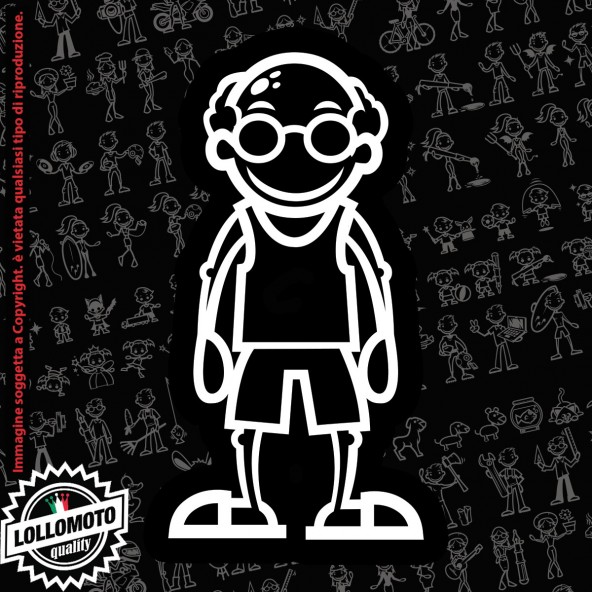 Nonno con Bastone StickMan© 2.0 Bianchi e Neri Adesivi Famiglia Vetro Auto Stickers Family Stickers Family Decal