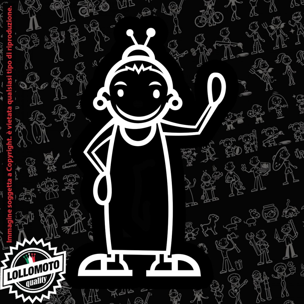 Nonno Disabile StickMan© 2.0 Bianchi e Neri Adesivi Famiglia Vetro Auto Stickers Family Stickers Family Decal