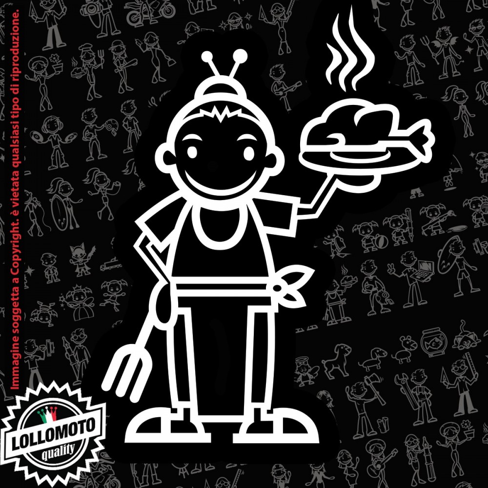 Nonna con Vestaglia StickMan© 2.0 Bianchi e Neri Adesivi Famiglia Vetro Auto Stickers Family Stickers Family Decal