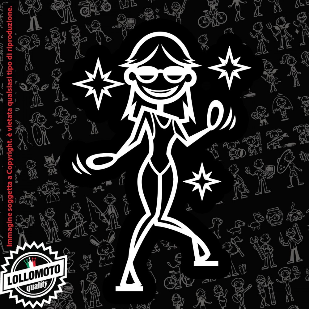 Mamma Tecnica StickMan© 2.0 Bianchi e Neri Adesivi Famiglia Vetro Auto Stickers Family Stickers Family Decal