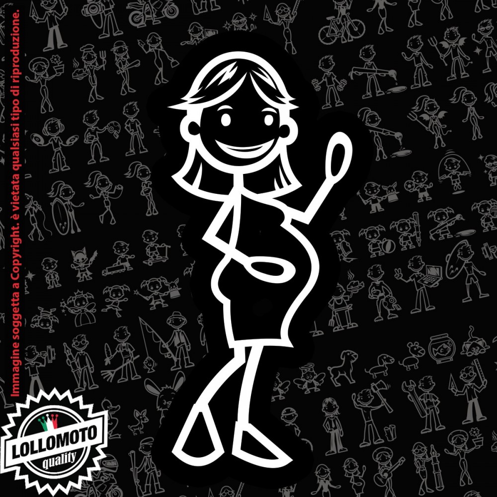 Mamma Angelo StickMan© 2.0 Bianchi e Neri Adesivi Famiglia Vetro Auto Stickers Family Stickers Family Decal
