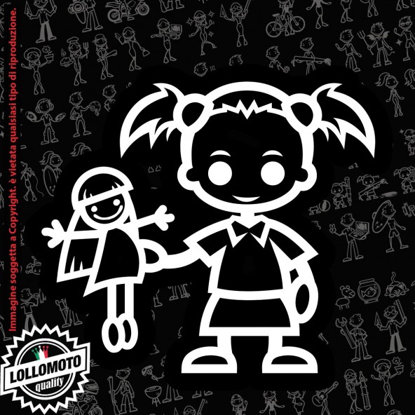 Bambina Principessa StickMan© 2.0 Bianchi e Neri Adesivi Famiglia Vetro Auto Stickers Family Stickers Family Decal