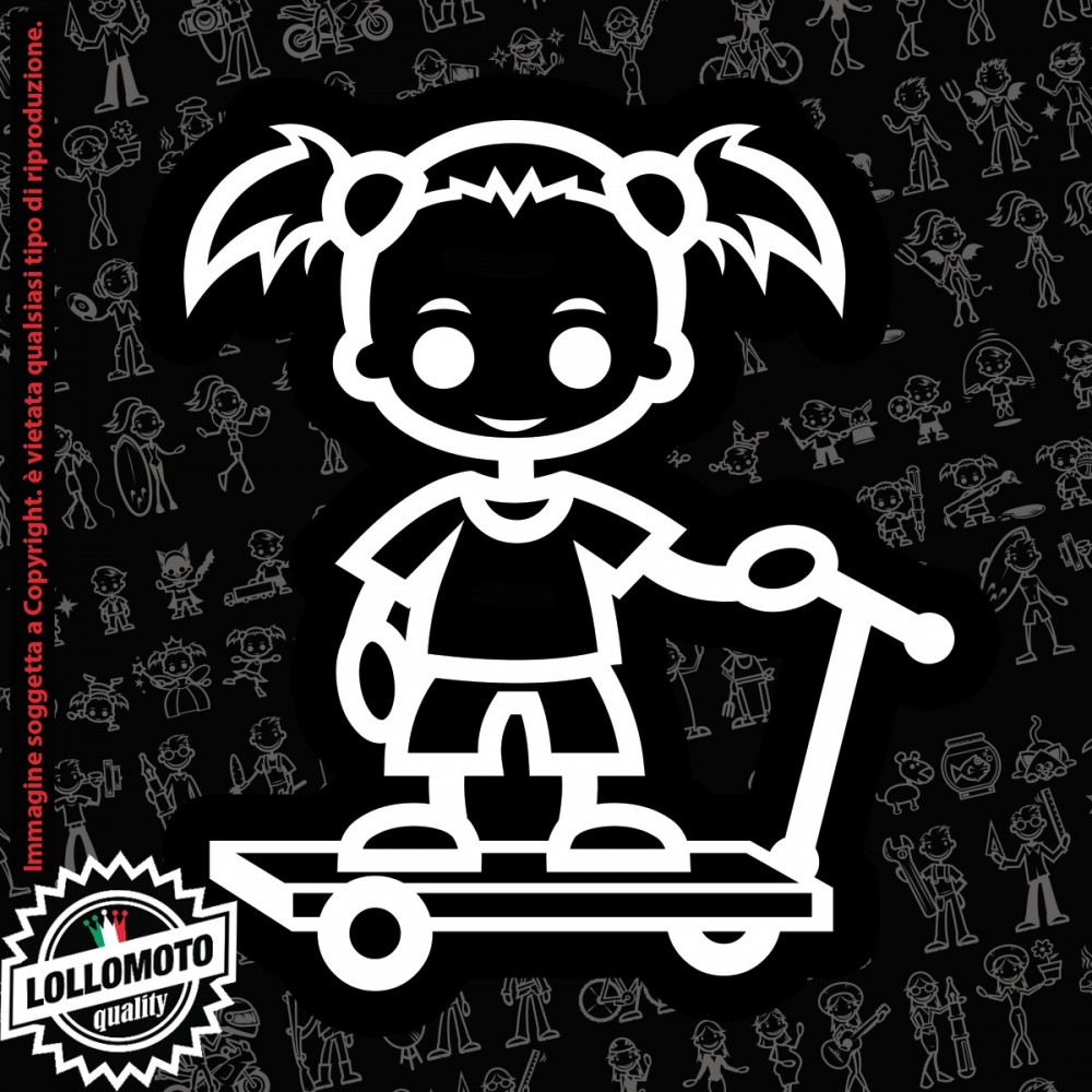 Bambina con Bambolotto StickMan© 2.0 Bianchi e Neri Adesivi Famiglia Vetro Auto Stickers Family Stickers Family Decal