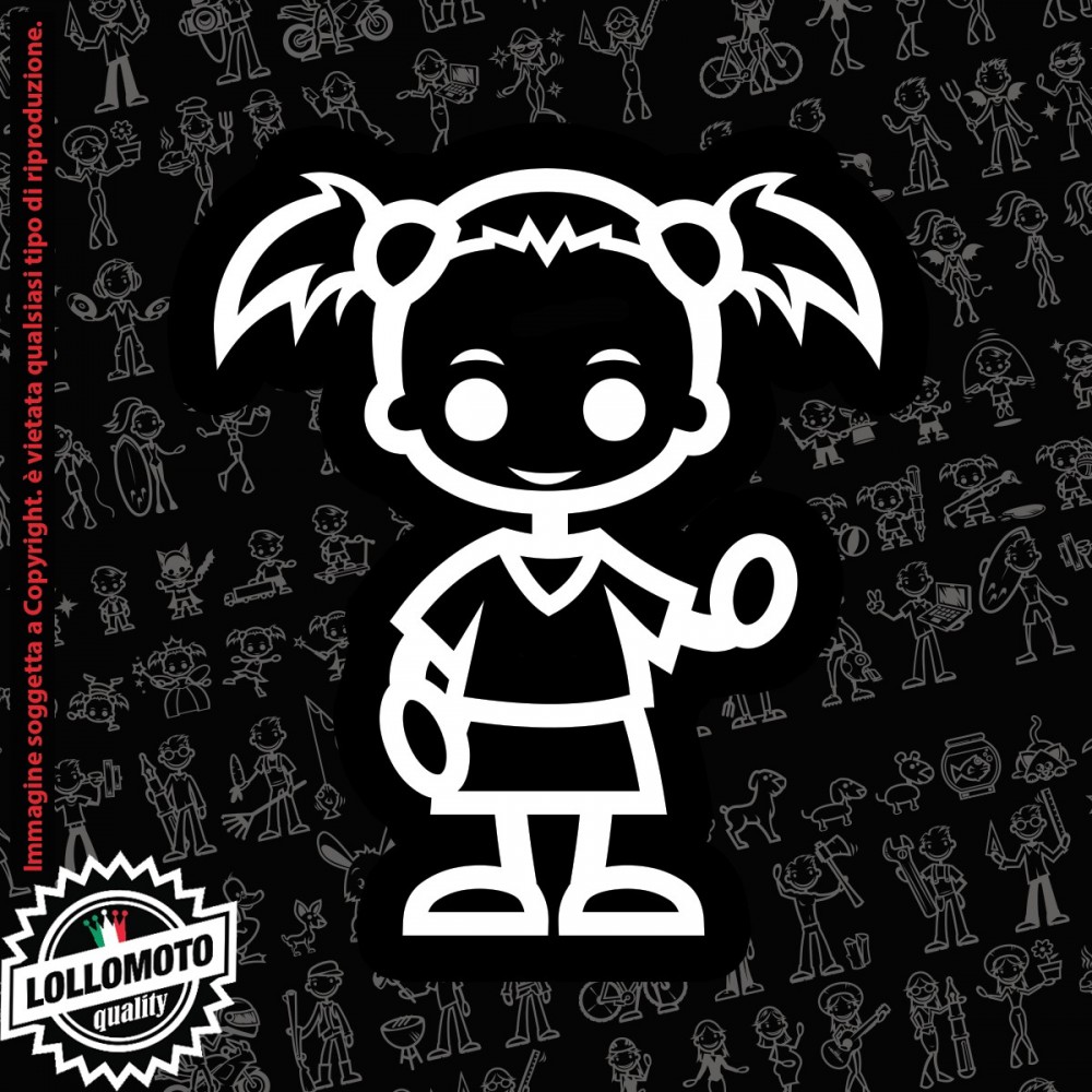 Bambina Principessa StickMan© 2.0 Bianchi e Neri Adesivi Famiglia Vetro Auto Stickers Family Stickers Family Decal
