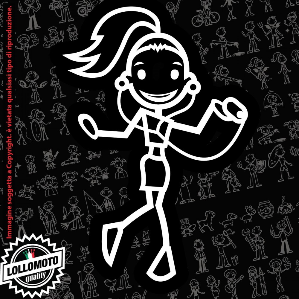 Ragazza con Borsetta Maga StickMan© 2.0 Bianchi e Neri Adesivi Famiglia Vetro Auto Stickers Family Stickers Family Decal