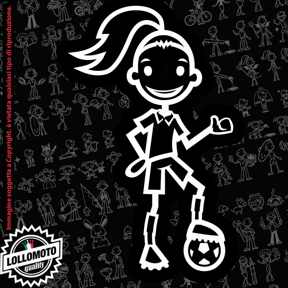 Ragazza Surf StickMan© 2.0 Bianchi e Neri Adesivi Famiglia Vetro Auto Stickers Family Stickers Family Decal