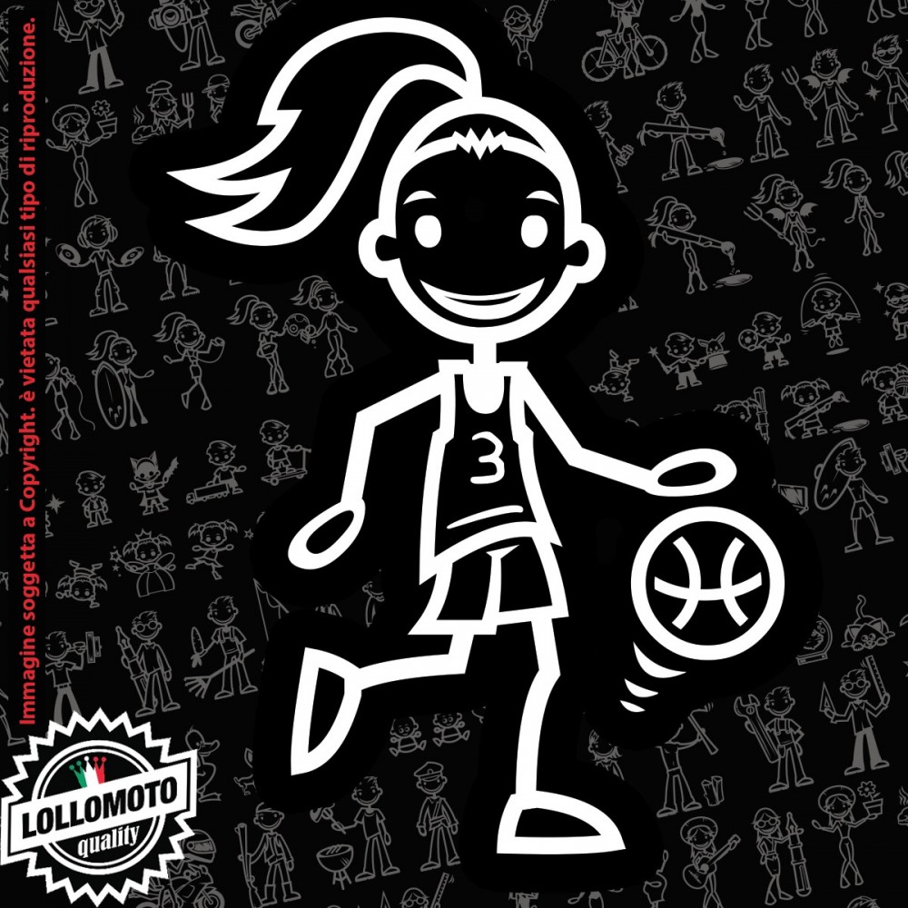 Ragazza che Gioca a Calcio StickMan© 2.0 Bianchi e Neri Adesivi Famiglia Vetro Auto Stickers Family Stickers Family Decal