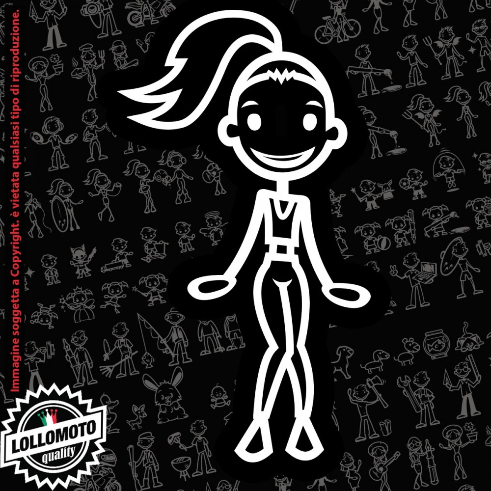 Ragazza che Gioca a Basket StickMan© 2.0 Bianchi e Neri Adesivi Famiglia Vetro Auto Stickers Family Stickers Family Decal