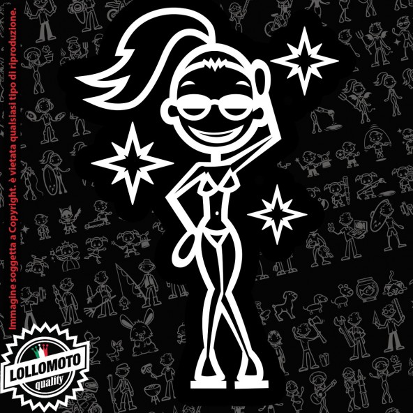 Ragazza Tecnica StickMan© 2.0 Bianchi e Neri Adesivi Famiglia Vetro Auto Stickers Family Stickers Family Decal